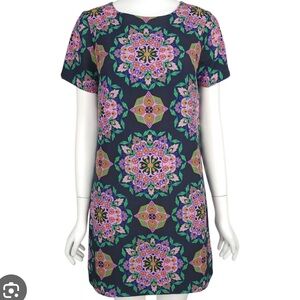 J.Crew Factory Floral Patterned Dress - Navy and Pink